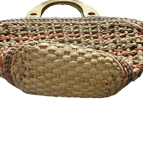 Colorful straw beach bag, 16" x 15" - Picture 5 of 6